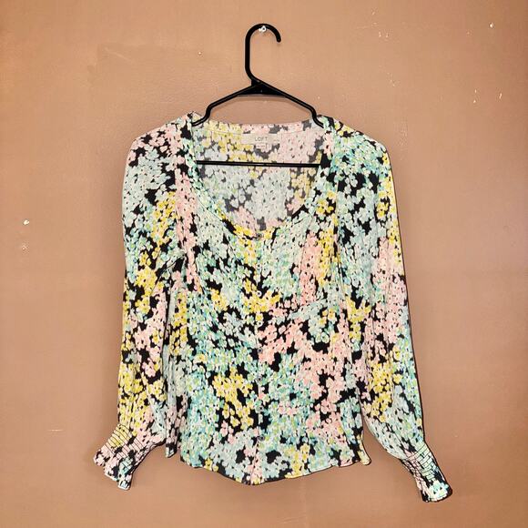LOFT Ann Taylor Womens Multicolor Floral Long Sleeve Blouse Top - Size XXS - Picture 4 of 8